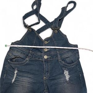 Denim Overalls with Distressed Details